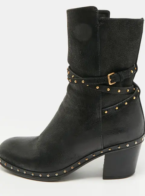 Miu Miu Size 38 Black Leather Ankle Length Boots