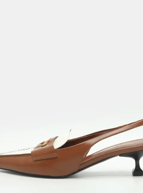 Miu Miu Penny Size 39.5 Brown Leather Slingback Loafer Sandals