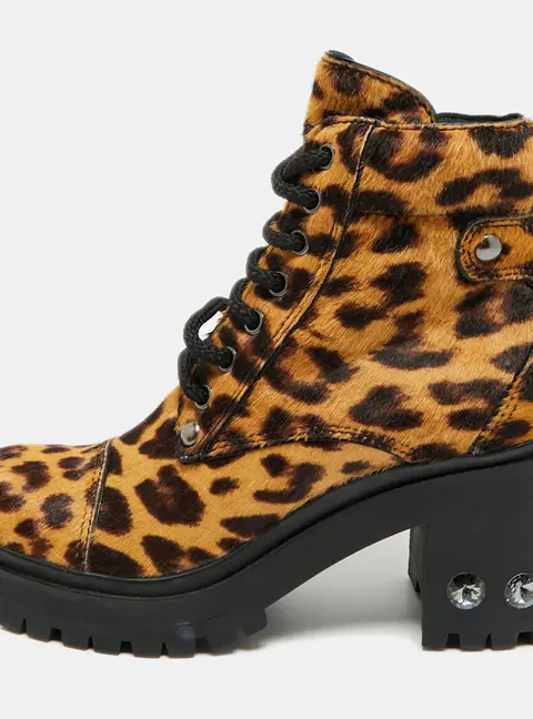 Miu Miu Size 36 Brown Leopard Print Calf Hair Combat Boots