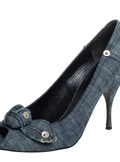 Miu Miu Blue Denim Peep-toe Pumps Size 41