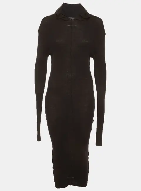 MM6 Maison Margiela Black Rib Knit Reversible Midi Dress XL