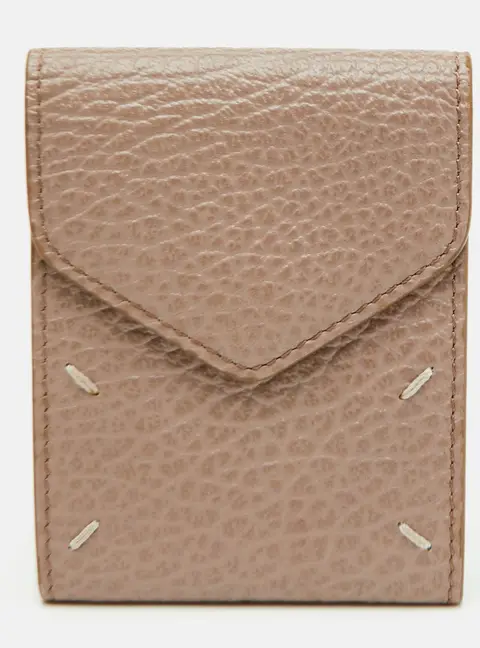MM6 Maison Margiela Beige Leather Card Case