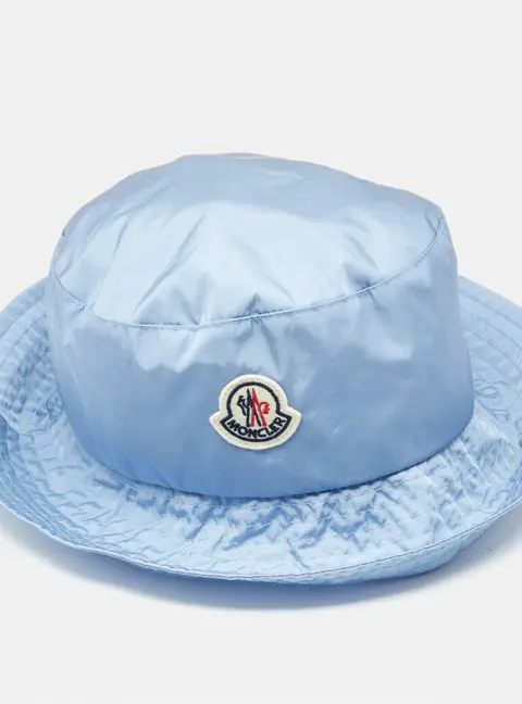 Moncler Blue Logo Applique Nylon Bucket Hat M