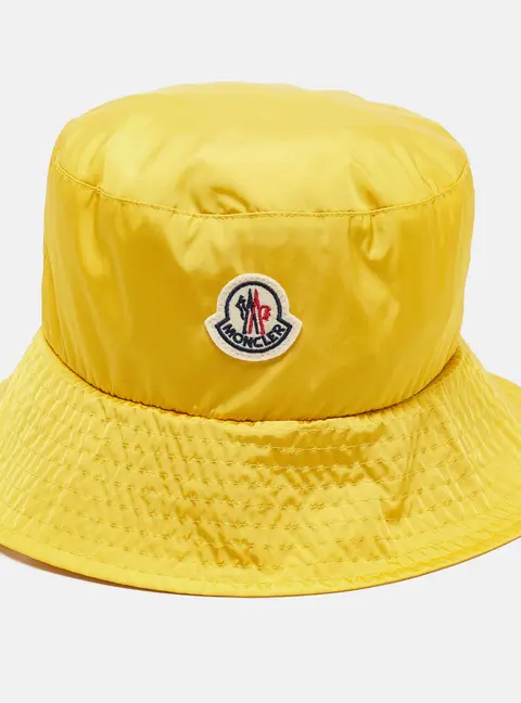 Moncler Yellow Logo Patch Nylon Bucket Hat M