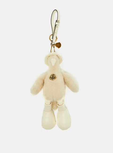 Moncler Duck Key Holder Cream Faux Leather and Shearling
