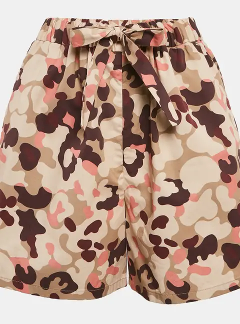 Moncler Beige Camouflage Print Cotton Shorts S