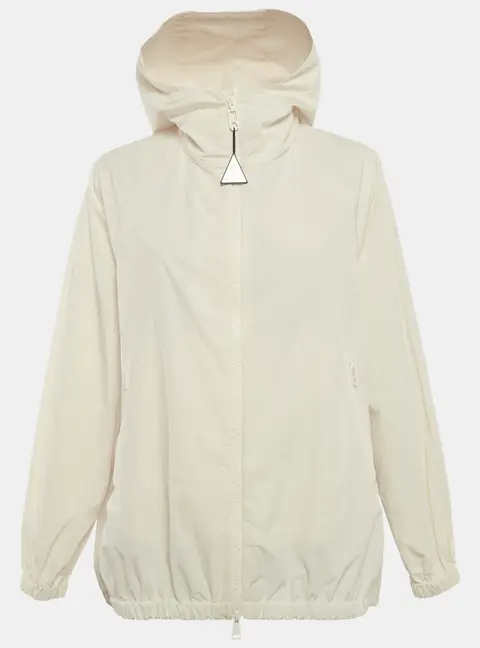 Moncler Off White Logo Applique Synthetic Euridice Zip-Up Jacket XS
