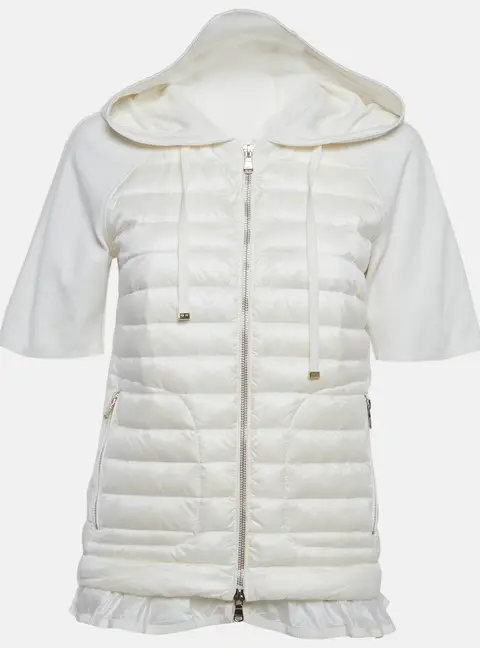 Moncler White Nylon Quilted Down Jacket XS