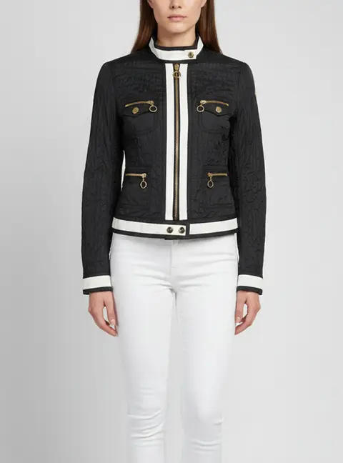 Moncler Black Navy Blue Nylon Quilted Jacket M