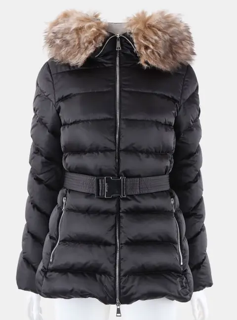 Moncler Cupidon Down Black Nylon/Sheepskin Leather jacket Size L