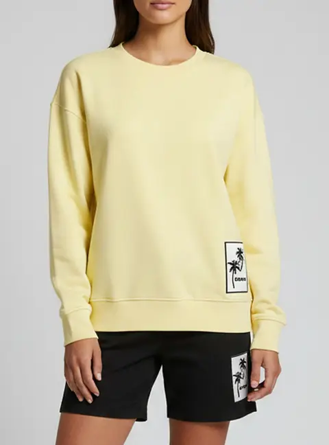 Moncler Yellow Jersey Long Sleeve Crewneck Sweatshirt S