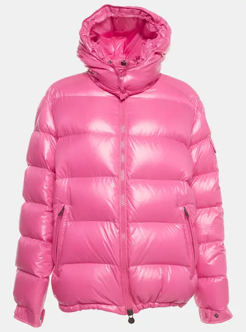 Moncler Pink Nylon Detachable Hood Maya Down Jacket XL