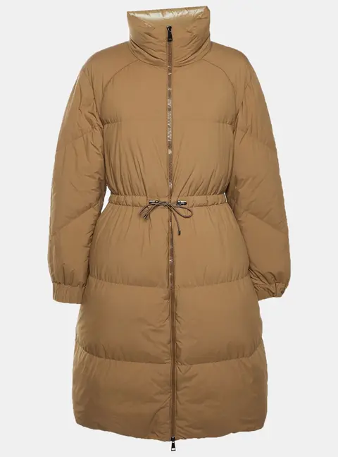 Moncler Tan Quilted Nylon High-Neck Citronnier Down Coat L