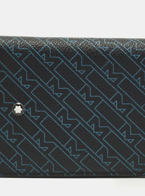 Montblanc Black/Blue M Gram Coated Canvas Bifold Wallet