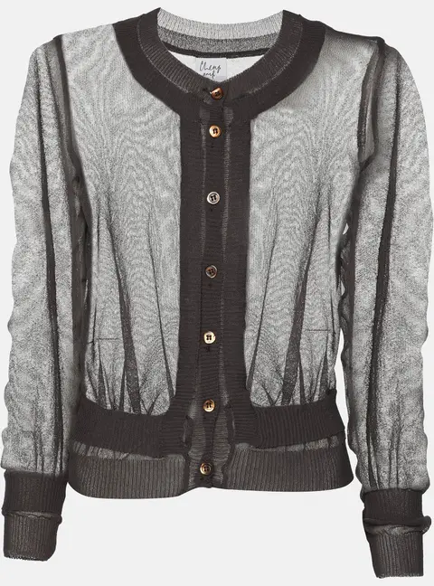 Moschino Cheap and Chic Grey Mesh Front Button Top M