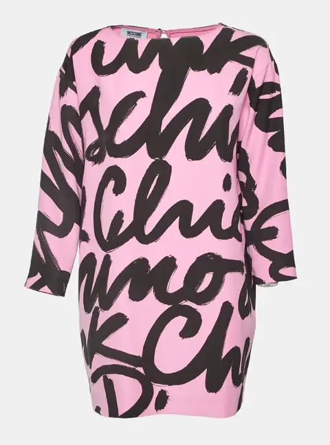 Moschino Cheap and Chic Pink Logo Print Crepe Tunic Top M