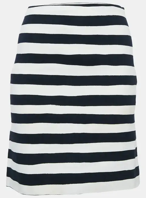 Moschino Cheap and Chic White/Navy Blue Stripe Cotton Mini Skirt S