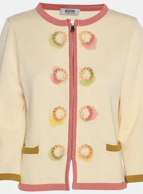 Moschino Cheap and Chic Cream Wool Knit Zip Sweater M