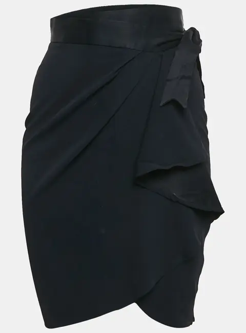Moschino Navy Blue Sateen Ruffled Wrap Skirt M