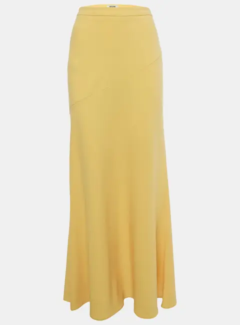 Moschino Cheap and Chic Yellow Crepe Flared Maxi Skirt S