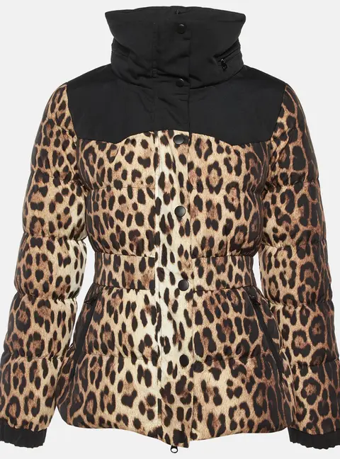 Moschino Cheap and Chic Beige Leopard Print Down Jacket M