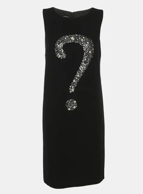 Moschino Cheap and Chic Black Virgin Wool Embellished Sleeveless Dress S
