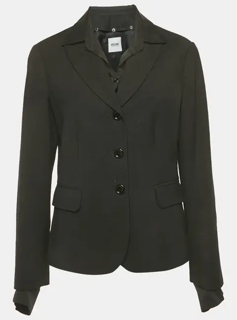 Moschino Cheap and Chic Black Crepe Detachable Collar Blazer L
