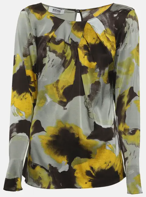 Moschino Cheap and Chic Multicolor Printed Stretch Satin Blouse M