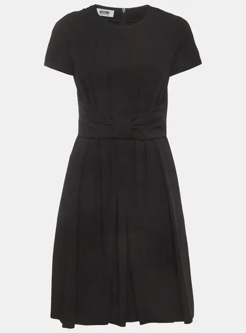 Moschino Cheap and Chic Black Wool Pleated Dress M