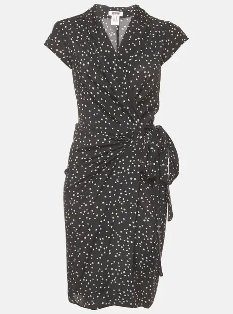 Moschino Cheap and Chic Black Star Print Silk Wrap Dress S