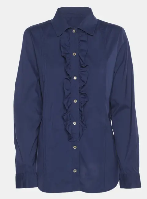 Moschino Cheap and Chic Blue Ruffled Stretch Fabric Long Sleeve Shirt M
