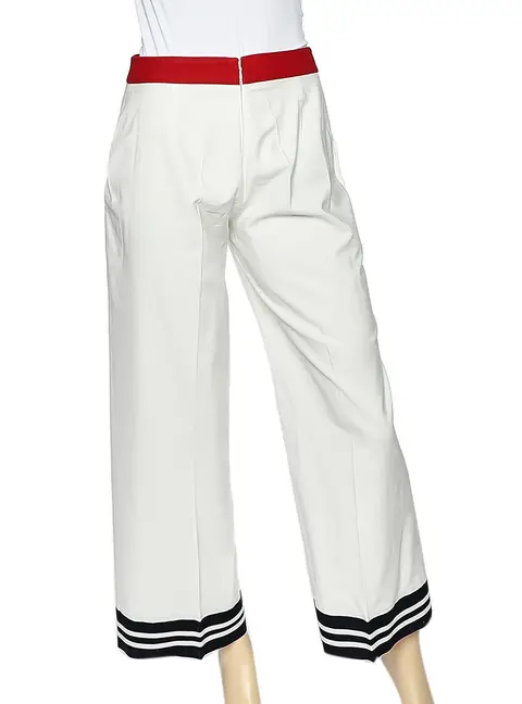 Moschino Cheap and Chic White Cotton Contrast Trim Palazzo Pants M
