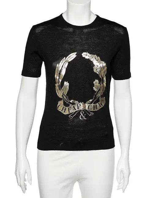Moschino Cheap and Chic Black Logo Printed Knit T-Shirt M