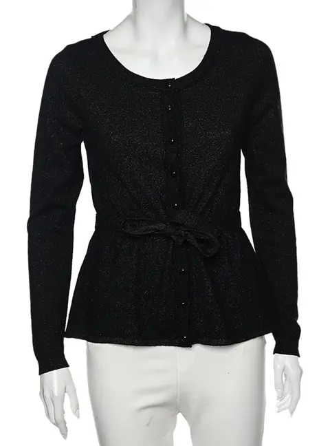 Moschino Cheap and Chic Black Lurex Knit Button Front Cardigan M