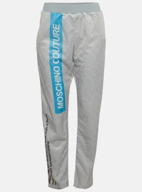 Moschino Couture Blue Printed Jersey Track Pants XS