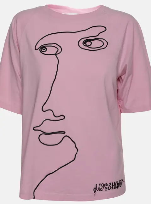Moschino Couture Pink Face Embroidered T-Shirt S