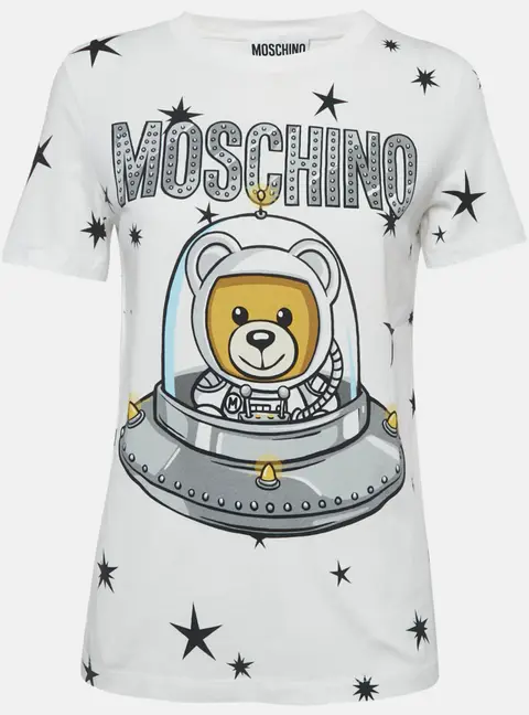 Moschino Couture White Cotton Printed Crew Neck T-Shirt S