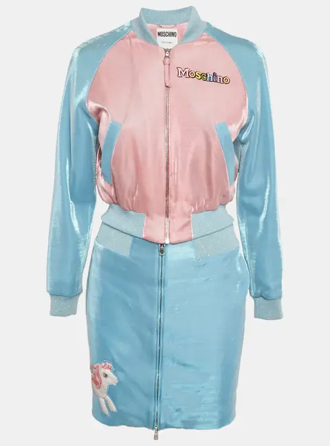 Moschino Couture Pink Lam&eacute; Unicorn Applique Set S