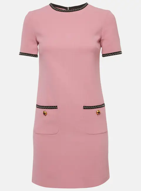 Moschino Couture Pink Crepe Contrast Trim Mini Dress XS