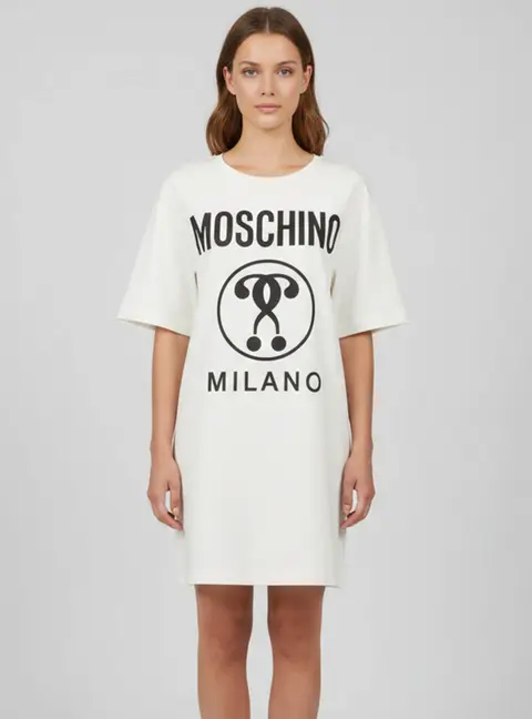 Moschino Couture White Printed Jersey Shirt Dress L
