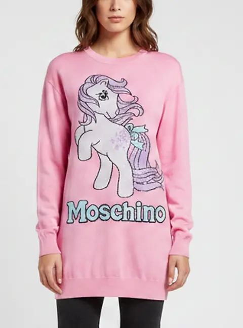 Moschino Couture X My Little Pony Pink Logo Intarsia Knit Sweater M
