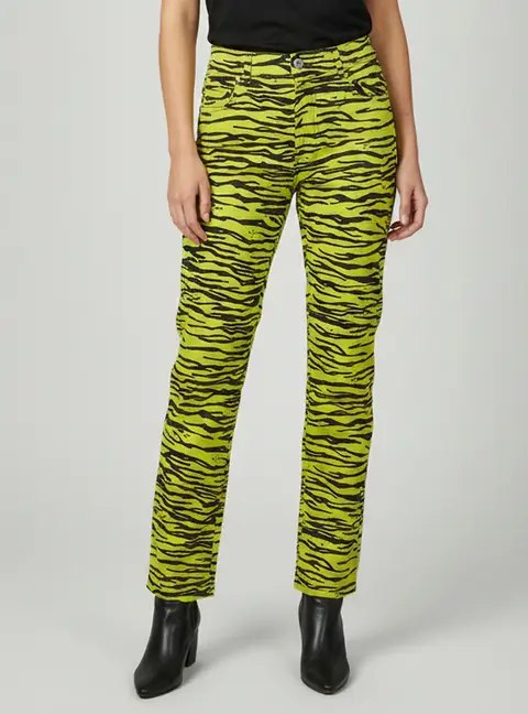 Moschino Couture Yellow Zebra Print Denim Skinny Jeans L/Waist 32"