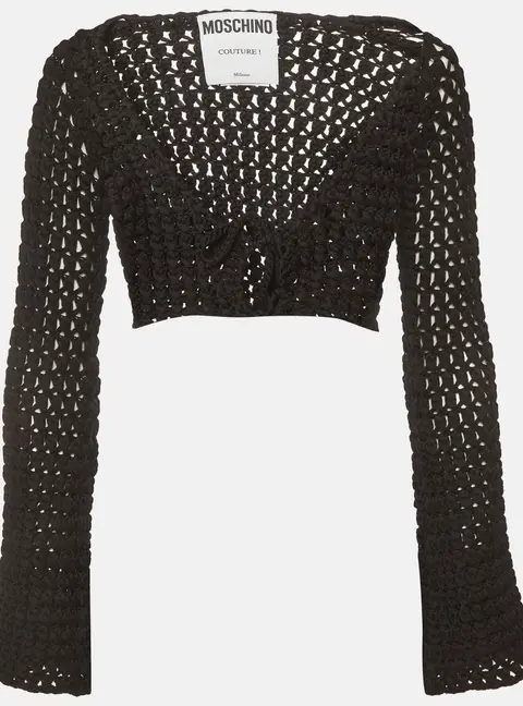 Moschino Couture Black Open Knit Cropped Top S