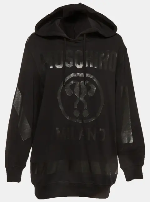 Moschino Couture Black Question Mark Graphic Knit Oversized Hoodie XS