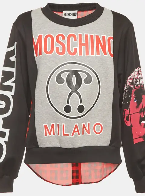 Moschino Couture Multicolour Printed Cotton & Crepe Crewneck Sweatshirt M