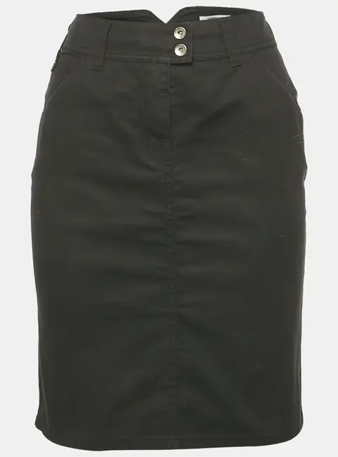 Moschino Jeans Black Cotton Logo Stud Detail Mini Skirt M
