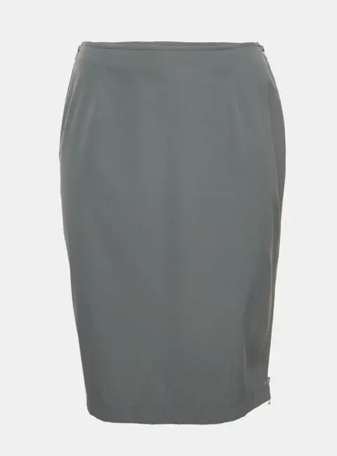 Moschino Jeans Grey Stretch Cotton Zip Detail Knee Length Skirt M