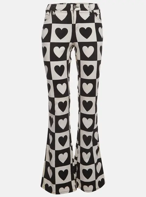 Moschino Jeans Black & White Printed Flared Jeans/ Waist 26"