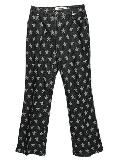 Moschino Jeans Black  Star Print Denim Flared Leg Jeans S
