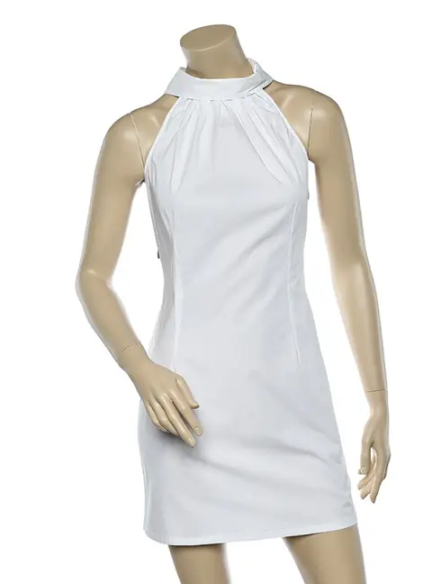 Moschino Jeans White Cotton Halter Neck Collared Mini Dress M